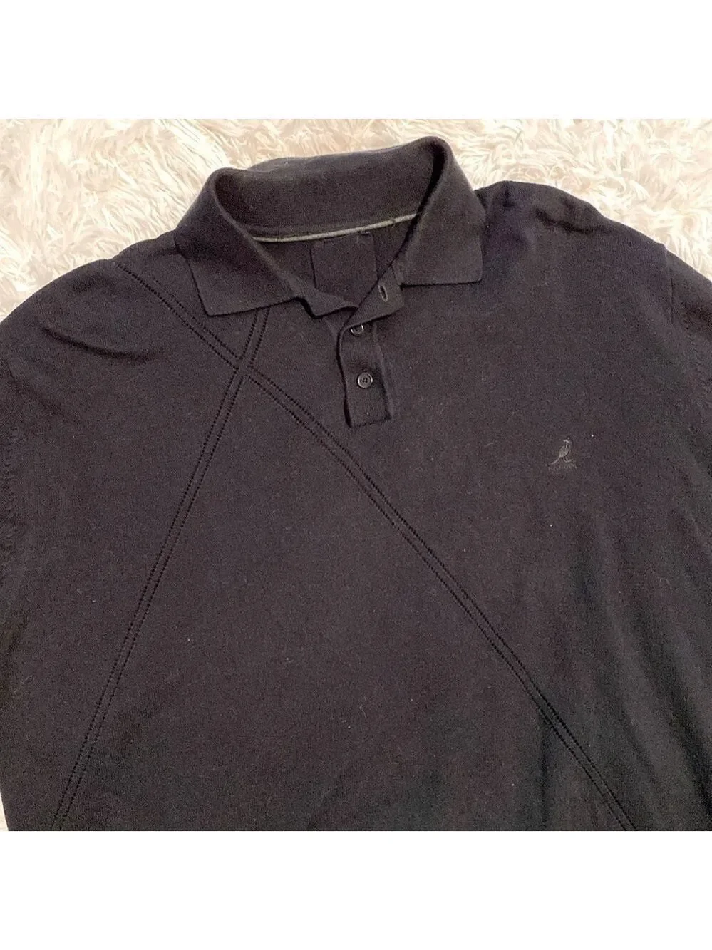 Kangol vintage Y2K black knit collared bowler sweater